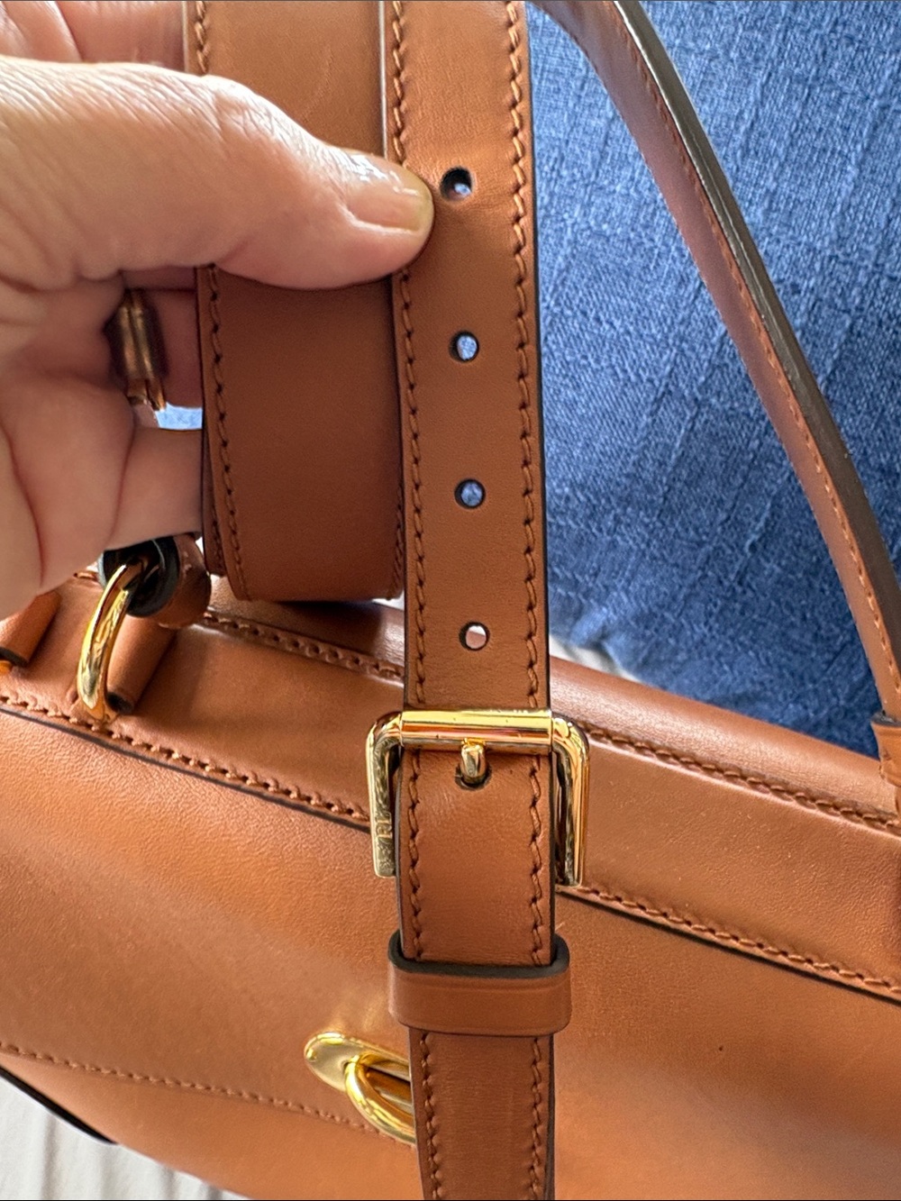 Ralph Lauren Tiffen Calfskin Leather Top-Handle/Shoulder Convertible Adjustable - Picture 14 of 15